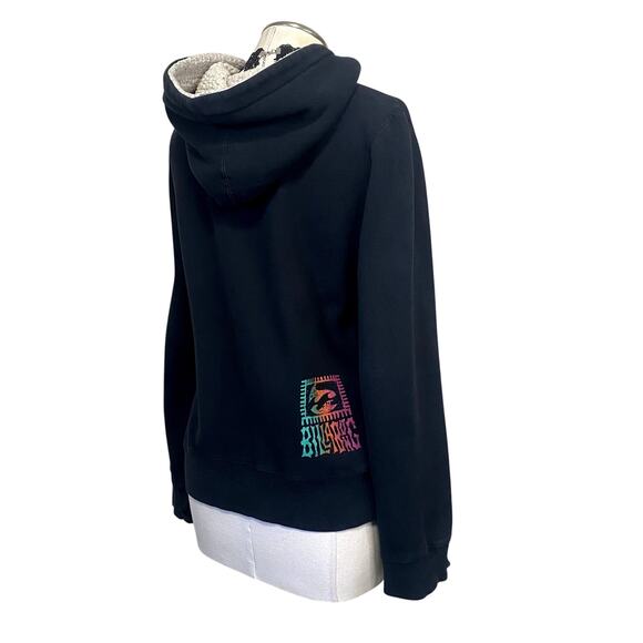 Vtg Y2k Billa Bong Sherpa Lined Surfer Grunge Hippie Thumb Hole ZIp Up Hoodie - Picture 4 of 16